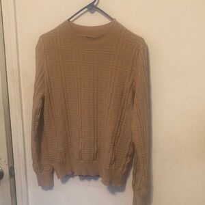 Men's Textured Crewneck Sweater in Tan